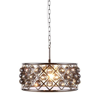 Elegant Lighting 1214D20Pnssrc 20 Dia X 9 H In Madison Pendant Lamp Polished Nickel44 Royal Cut Silver Shade Grey