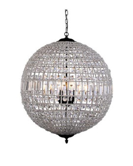 Elegant Lighting 1205D18Dbrc 18 Dia X 255 H In Olivia Pendant Lamp Dark Bronze Royal Cut Crystal Clear