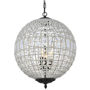 Elegant Lighting 1205D18Dbrc 18 Dia X 255 H In Olivia Pendant Lamp Dark Bronze Royal Cut Crystal Clear