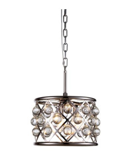 Elegant Lighting 1213D12Pnrc 12 Dia X 9 H In Madison Pendant Lamp Polished Nickel Royal Cut Crystal Clear