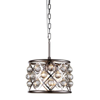 Elegant Lighting 1213D12Pnrc 12 Dia X 9 H In Madison Pendant Lamp Polished Nickel Royal Cut Crystal Clear