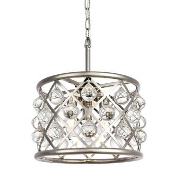 Elegant Lighting 1213D12Pnrc 12 Dia X 9 H In Madison Pendant Lamp Polished Nickel Royal Cut Crystal Clear