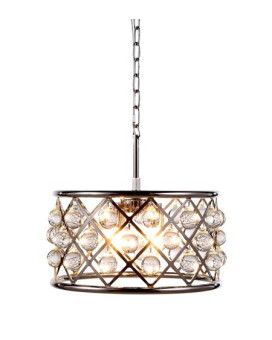 Elegant Lighting 1213D16Pnrc 16 Dia X 9 H In Madison Pendant Lamp Polished Nickel Royal Cut Crystal Clear