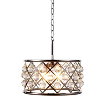 Elegant Lighting 1213D16Pnrc 16 Dia X 9 H In Madison Pendant Lamp Polished Nickel Royal Cut Crystal Clear