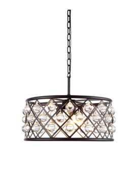 Elegant Lighting 1213D20Mbrc 20 Dia X 9 H In Madison Pendant Lamp Mocha Brown Royal Cut Crystal Clear