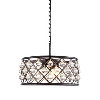 Elegant Lighting 1213D20Mbrc 20 Dia X 9 H In Madison Pendant Lamp Mocha Brown Royal Cut Crystal Clear