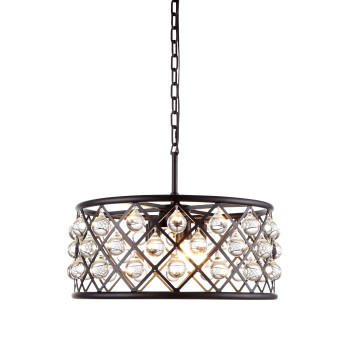 Elegant Lighting 1213D20Mbrc 20 Dia X 9 H In Madison Pendant Lamp Mocha Brown Royal Cut Crystal Clear