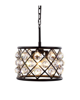 Elegant Lighting 1214D12Mbrc 12 Dia X 9 H In Madison Pendant Lamp Mocha Brown Royal Cut Crystal Clear