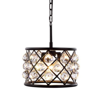 Elegant Lighting 1214D12Mbrc 12 Dia X 9 H In Madison Pendant Lamp Mocha Brown Royal Cut Crystal Clear