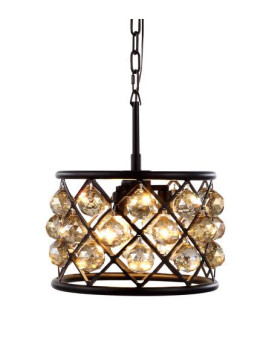 Elegant Lighting 1214D12Mbgtrc 12 Dia X 9 H In Madison Pendant Lamp Mocha Brown Royal Cut Golden Teak Smoky