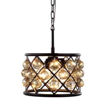 Elegant Lighting 1214D12Mbgtrc 12 Dia X 9 H In Madison Pendant Lamp Mocha Brown Royal Cut Golden Teak Smoky