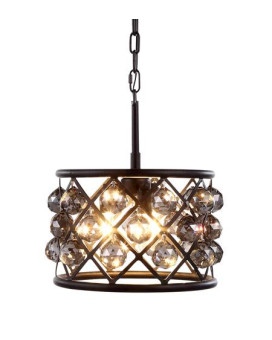 Elegant Lighting 1214D12Mbssrc 12 Dia X 9 H In Madison Pendant Lamp Mocha Brown Royal Cut Silver Shade Grey