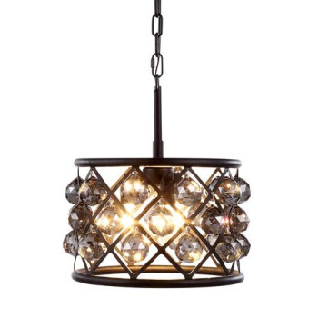 Elegant Lighting 1214D12Mbssrc 12 Dia X 9 H In Madison Pendant Lamp Mocha Brown Royal Cut Silver Shade Grey