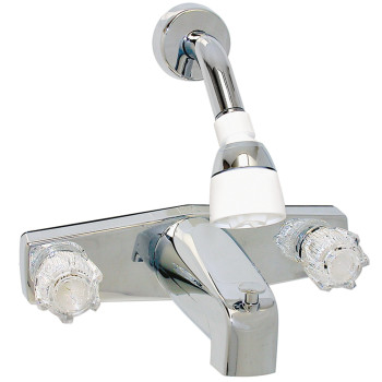 Phoenix Faucets By Valterra Pf214349 Twohandle 8 Tubshower Diverter Faucet With Shower Head Kit Plastic Chrome