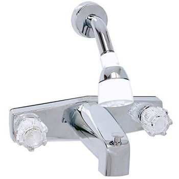 Phoenix Faucets By Valterra Pf214349 Twohandle 8 Tubshower Diverter Faucet With Shower Head Kit Plastic Chrome