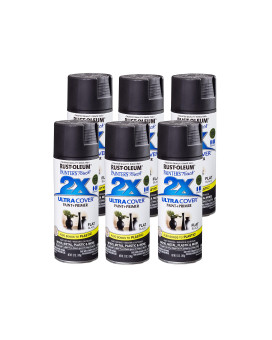 Rustoleum 2491276 Pk Painters Touch 2X Ultra Cover 6 Pack Flat Black