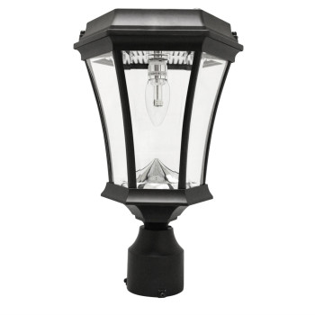 Gama Sonic Victorian Solar Outdoor Led Light Fixture Brightwhite Leds Gs94Fpw Polepostwall Mount Kit Black Finish