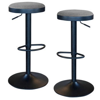 Amerihome Bsgyfset Classic Charcoal Gray Fabric Bar Stool Set