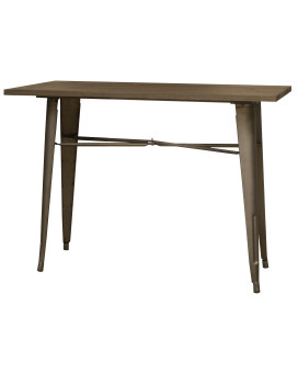 Amerihome Btable40 Loft Rustic Gunmetal Metal Counter Height Dining Table With Wood Top