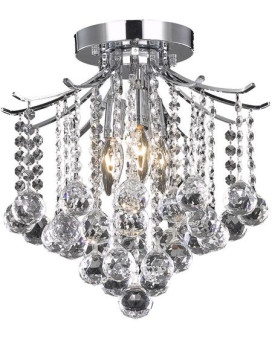 Living District Ld8200F12C 12 In Amelia 3 Lights Flush Mount Ceiling Light Chrome