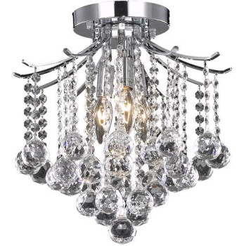 Living District Ld8200F12C 12 In Amelia 3 Lights Flush Mount Ceiling Light Chrome