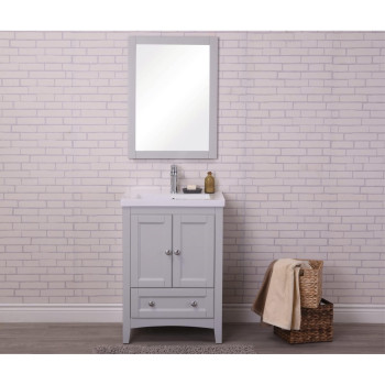 Single Bathroom Vanity Set In Medium Grey Finish