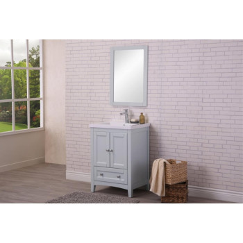 Single Bathroom Vanity Set In Medium Grey Finish