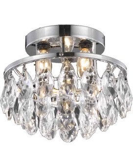 Living District Ld9805F10C872 10 In Clara 3 Lights Flush Mount Ceiling Light Chrome