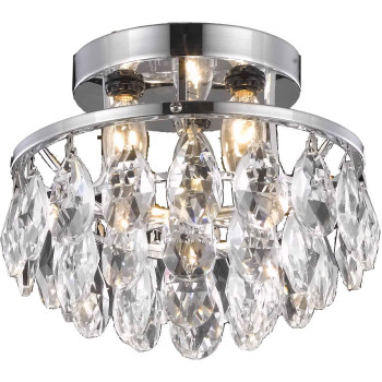 Living District Ld9805F10C872 10 In Clara 3 Lights Flush Mount Ceiling Light Chrome