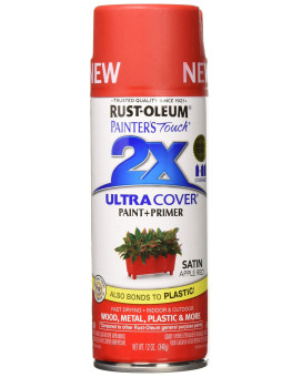 Rustoleum 315396 Painters Touch 2X Ultra Cover Spray Paint 12 Oz Satin Apple Red