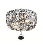 Elegant Lighting V2528F8Crc Tranquil 2 Light Flush Mount Royal Cut Crystals Chrome