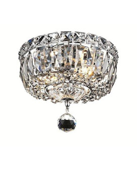 Elegant Lighting V2528F8Crc Tranquil 2 Light Flush Mount Royal Cut Crystals Chrome