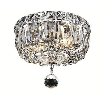 Elegant Lighting V2528F8Crc Tranquil 2 Light Flush Mount Royal Cut Crystals Chrome