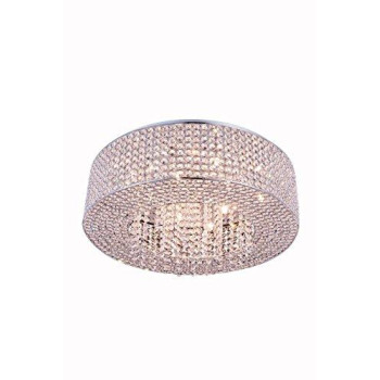 Elegant Lighting V2914F24Crc Amelie 10 Light Flush Mount44 Royal Cut Crystals Chrome