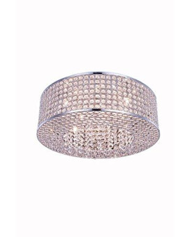 Elegant Lighting V2914F20Crc Amelie 8 Light Flush Mount44 Royal Cut Crystals Chrome