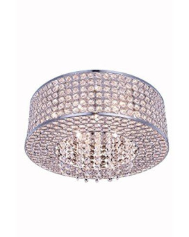 Elegant Lighting V2914F16Crc Amelie 6 Light Flush Mount Royal Cut Crystals Chrome