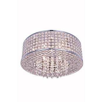 Elegant Lighting V2914F16Crc Amelie 6 Light Flush Mount Royal Cut Crystals Chrome