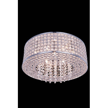 Elegant Lighting V2914F16Crc Amelie 6 Light Flush Mount Royal Cut Crystals Chrome