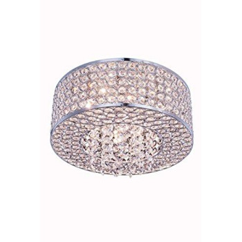 Elegant Lighting V2914F12Crc Amelie 4 Light Flush Mount44 Royal Cut Crystals Chrome