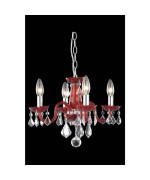 Elegant Lighting V7804D15Rdrc 12 X 15 In Rococo 4 Light Red Pendant Royal Cut Crystals