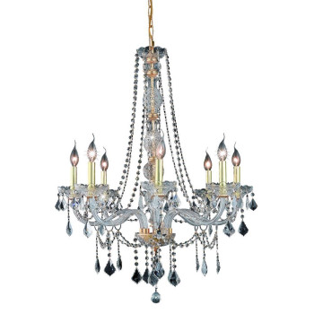 Elegant Lighting V7858D28Grc 34 X 28 In Verona 8 Light Gold Chandelier Royal Cut Crystals