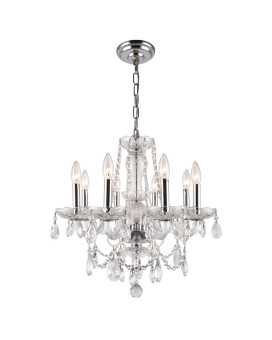 Elegant Lighting V7838D20Crc 20 X 20 In Princeton 8 Light Chrome Chandelier Royal Cut Crystals