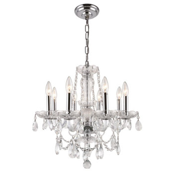 Elegant Lighting V7838D20Crc 20 X 20 In Princeton 8 Light Chrome Chandelier Royal Cut Crystals