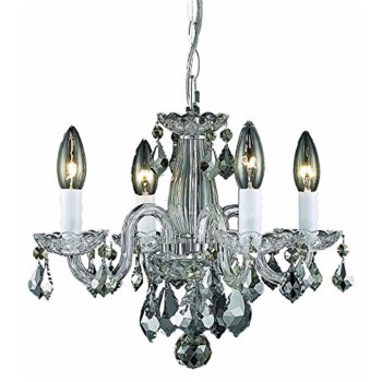 Elegant Lighting V7804D15Crc 12 X 15 In Rococo 4 Light Chrome Pendant Royal Cut Crystals