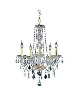 Elegant Lighting V7855D21Grc 26 X 21 In Verona 5 Light Gold Chandelier Royal Cut Crystals