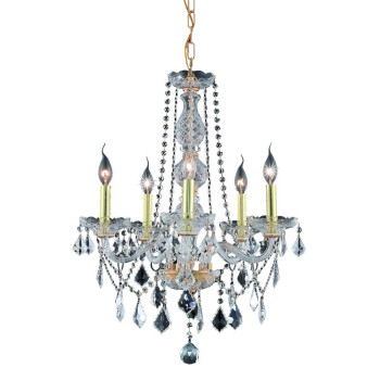 Elegant Lighting V7855D21Grc 26 X 21 In Verona 5 Light Gold Chandelier Royal Cut Crystals