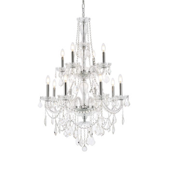 Elegant Lighting V7890D28Crc 41 X 28 In Giselle 12 Light Chrome Chandelier Royal Cut Crystals