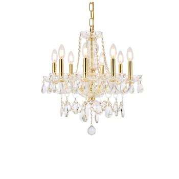 Elegant Lighting V7838D20Grc 20 X 20 In Princeton 8 Light Gold Chandelier Royal Cut Crystals