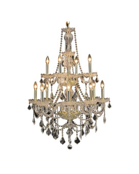 Elegant Lighting V7890D28Grc 41 X 28 In Giselle 12 Light Gold Chandelier Royal Cut Crystals