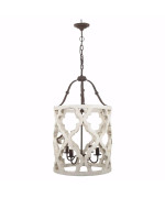 Benzara Bm154664 4 Light Wood Chandelier White